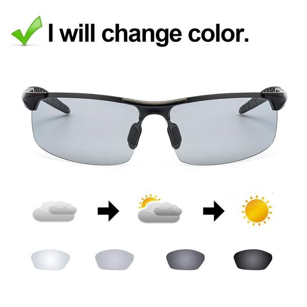 sunglasses polarized semi-rimless driver rider sports goggle chameleon change color glasses men women, White;black
sunglasses polarized semi-rimless driver rider sports goggle chameleon change color glasses men women, White;black