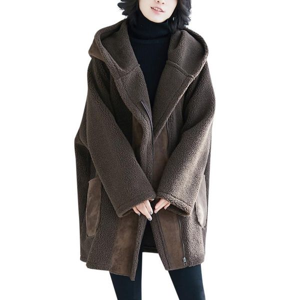 women's leather & faux fur coat for winter women hooded loose thicken warm fleece liner pocket lady outwear jacket hayd, Black
women's leather & faux fur coat for winter women hooded loose thicken warm fleece liner pocket lady outwear jacket hayd, Black