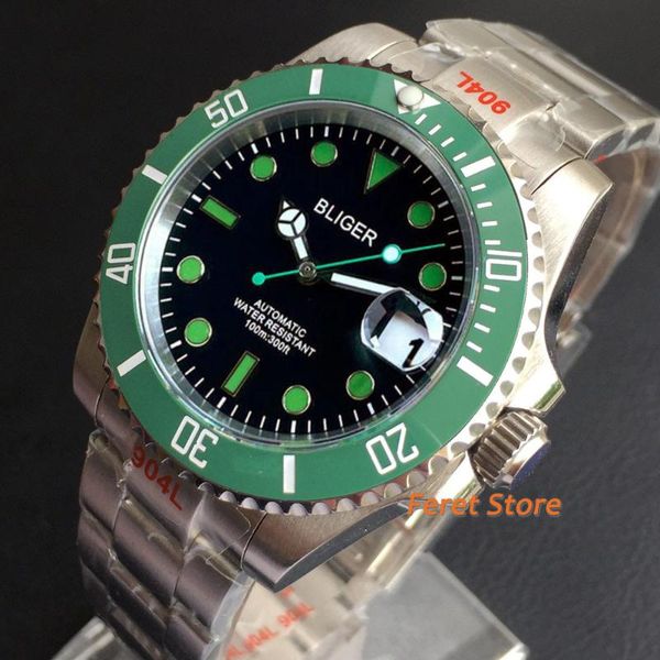wristwatches 40mm black dial green ceramic bezel nh35a movement sapphire crystal waterproof luminous hand automatic men wristwatch, Slivery;brown
wristwatches 40mm black dial green ceramic bezel nh35a movement sapphire crystal waterproof luminous hand automatic men wristwatch, Slivery;brown