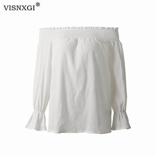 casual blouse clothing off shoulder women summer flare sleeve shirts lady slash neck beach loose women's blouses &, White
casual blouse clothing off shoulder women summer flare sleeve shirts lady slash neck beach loose women's blouses &, White