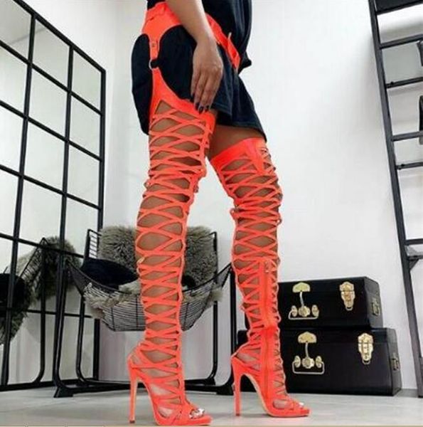 boots selling fluorescent yellow hollow over the knee women peep toe cut-out waist tight high sandals ladies runway, Black
boots selling fluorescent yellow hollow over the knee women peep toe cut-out waist tight high sandals ladies runway, Black