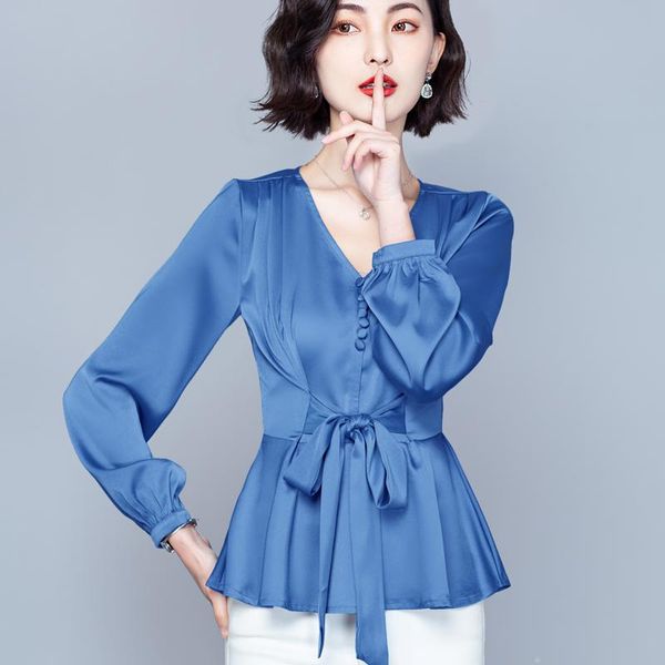 women's blouses & shirts coigarsam blouse women autumn 2021 office lady long sleeve solid belt v-neck red blue black blusas womens and, White
women's blouses & shirts coigarsam blouse women autumn 2021 office lady long sleeve solid belt v-neck red blue black blusas womens and, White
