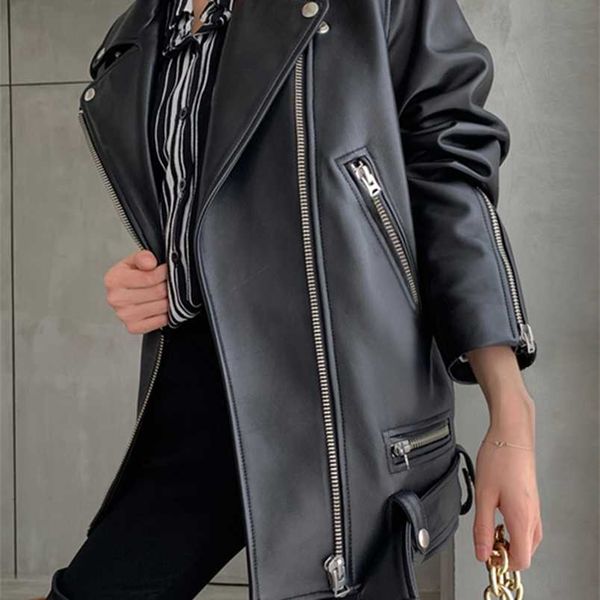 lautaro autumn womens leather motorcycle biker jacket zipper long sleeve loose red black soft faux for women 211215
lautaro autumn womens leather motorcycle biker jacket zipper long sleeve loose red black soft faux for women 211215