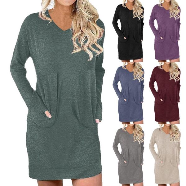 casual dresses 2021 autumn solid v-neck pocket long sleeve loose pullover for women womens bottoming shirt, Black;gray
casual dresses 2021 autumn solid v-neck pocket long sleeve loose pullover for women womens bottoming shirt, Black;gray