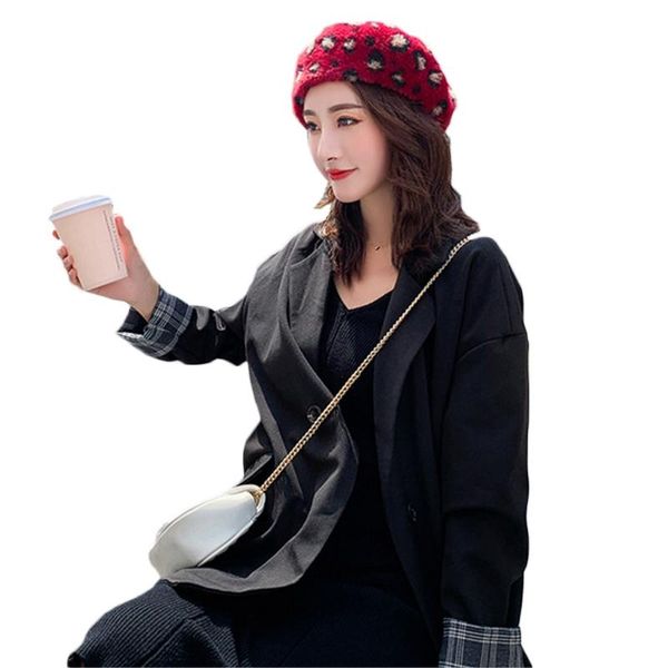 women french style plush beret cap vintage leopard print warm painter beanie hat berets, Blue;gray
women french style plush beret cap vintage leopard print warm painter beanie hat berets, Blue;gray