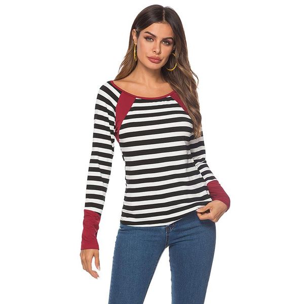 women's t-shirt spring autumn long sleeve tshirt women fashion striped patchwork tee shirt femme casual streetwear, White
women's t-shirt spring autumn long sleeve tshirt women fashion striped patchwork tee shirt femme casual streetwear, White