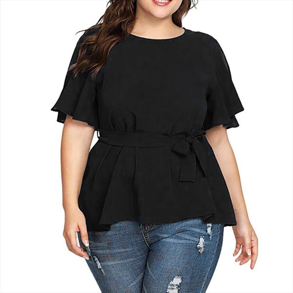 plus size solid womens shirts short sleeve black red belted knot women casual loose chemisier femme, White
plus size solid womens shirts short sleeve black red belted knot women casual loose chemisier femme, White