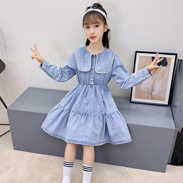 girl's dresses 2021 teenage girls spring demin dress children long-sleeved solid elegant clothing fashion college style, #1204, Red;yellow
girl's dresses 2021 teenage girls spring demin dress children long-sleeved solid elegant clothing fashion college style, #1204, Red;yellow