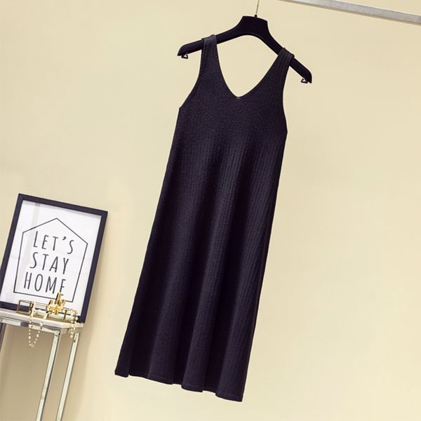 woman dressed in long autumn bottoming knitting vest with low v sleeves casual tank dress wl39, Black;gray
woman dressed in long autumn bottoming knitting vest with low v sleeves casual tank dress wl39, Black;gray