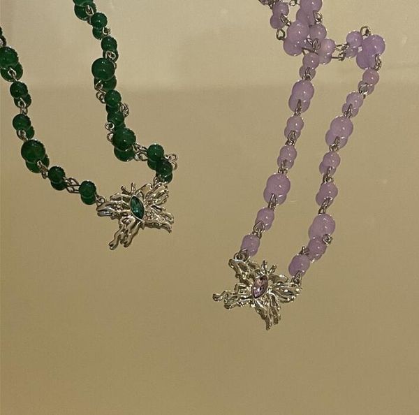 pendant necklaces french retro handmade beaded necklace luxury zircon butterfly clavicle chain ins hip hop women neck, Silver
pendant necklaces french retro handmade beaded necklace luxury zircon butterfly clavicle chain ins hip hop women neck, Silver