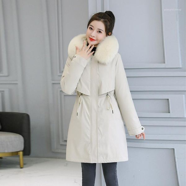korean style parkas hooded with fur women's long winter jacket solid wool liner slim plus size zipper coat casual outwear, Black
korean style parkas hooded with fur women's long winter jacket solid wool liner slim plus size zipper coat casual outwear, Black