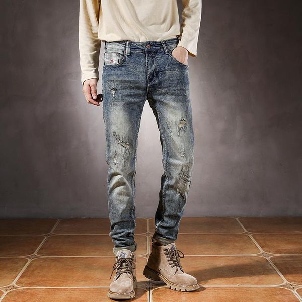 men's jeans ripped for men stretch slim fit elasticity vintage blue fashion pockets streetwear distressed hip motocycle male
men's jeans ripped for men stretch slim fit elasticity vintage blue fashion pockets streetwear distressed hip motocycle male