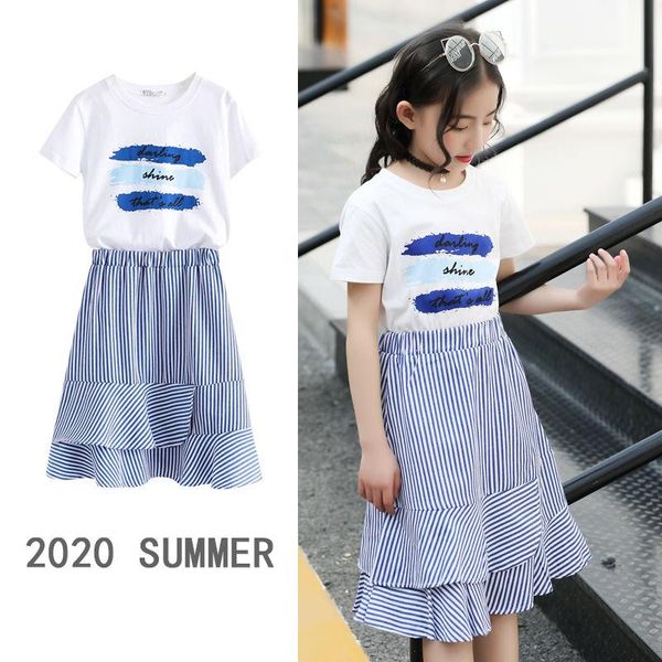 summer girls clothes fashion kids skirt set cotton letter print t-shirts + stripe teenage princess outfit 2 pcs sets skirts, Blue
summer girls clothes fashion kids skirt set cotton letter print t-shirts + stripe teenage princess outfit 2 pcs sets skirts, Blue