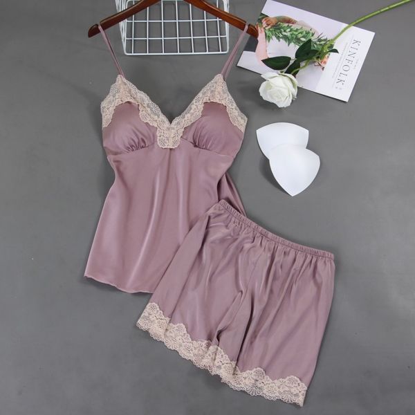 2021 summer women pajamas sets with shorts silk homewear satin pijama sleeveless pyjamas thin sleepwear chest pads, Black;red
2021 summer women pajamas sets with shorts silk homewear satin pijama sleeveless pyjamas thin sleepwear chest pads, Black;red