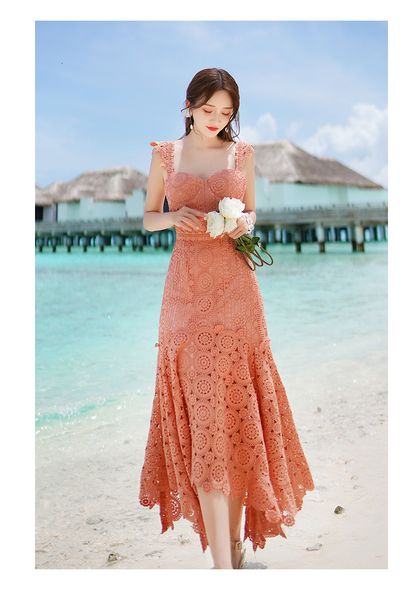 casual dresses summer runway lace women sleeveless strapless hollow out waist ruffles mermaid 54q4, Black;gray
casual dresses summer runway lace women sleeveless strapless hollow out waist ruffles mermaid 54q4, Black;gray