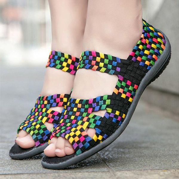 sandals woman elastic band ladies weave flats women mixed color female peep toe fashion shoes comfortable footwear plus size, Black
sandals woman elastic band ladies weave flats women mixed color female peep toe fashion shoes comfortable footwear plus size, Black