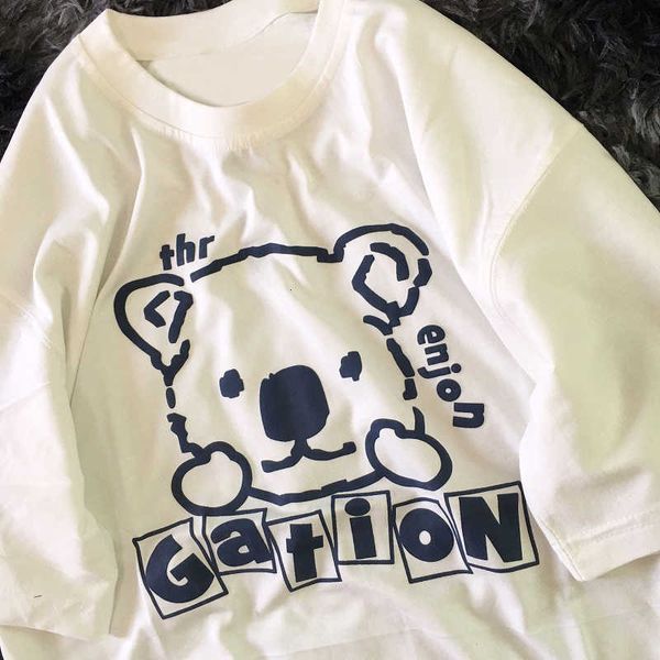 women's t-shirt cartoon bear print summer t-shirts women loose o-neck short sleeve casual shirts kawaii cotton vintage plus s, White
women's t-shirt cartoon bear print summer t-shirts women loose o-neck short sleeve casual shirts kawaii cotton vintage plus s, White