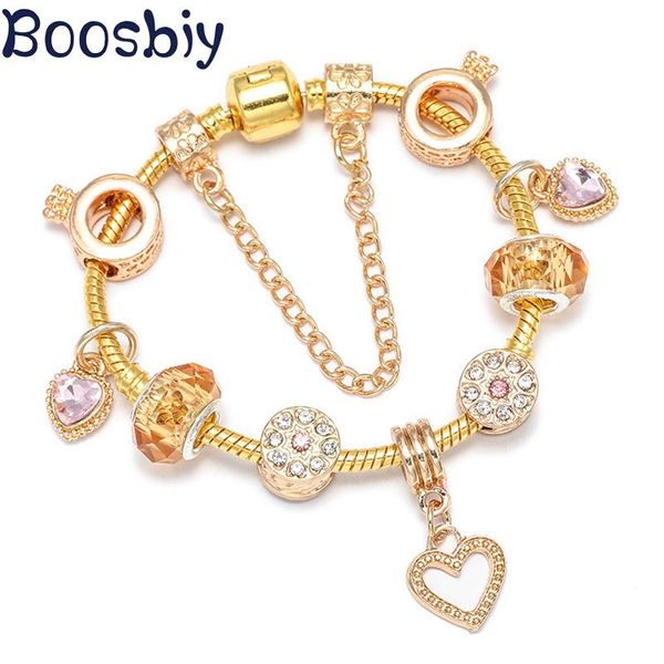 charm bracelets boosbiy gold color heart pendant fits brand snake chain beads jewelry gift for women, Golden;silver
charm bracelets boosbiy gold color heart pendant fits brand snake chain beads jewelry gift for women, Golden;silver