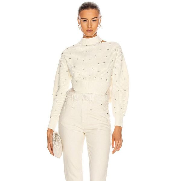 sweaters lace knited cropped 2021 runway hollow out cold shoulder crystal beaded pullover short sweater christmas jersey, White;black
sweaters lace knited cropped 2021 runway hollow out cold shoulder crystal beaded pullover short sweater christmas jersey, White;black