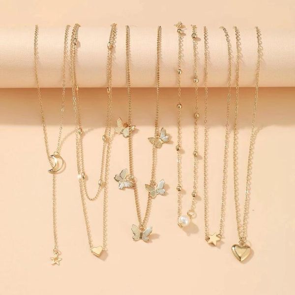 pendant necklaces 6 pcs punk bar gold color moon star butterfly necklace set for women multilayer metal adjustable chain hip hop party jewel, Silver
pendant necklaces 6 pcs punk bar gold color moon star butterfly necklace set for women multilayer metal adjustable chain hip hop party jewel, Silver
