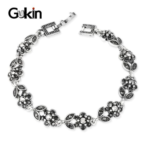 gukin jewelry fashion luxury silver color bracelets for women gray crystal stones flower bracelet vintage products bangle, Black
gukin jewelry fashion luxury silver color bracelets for women gray crystal stones flower bracelet vintage products bangle, Black