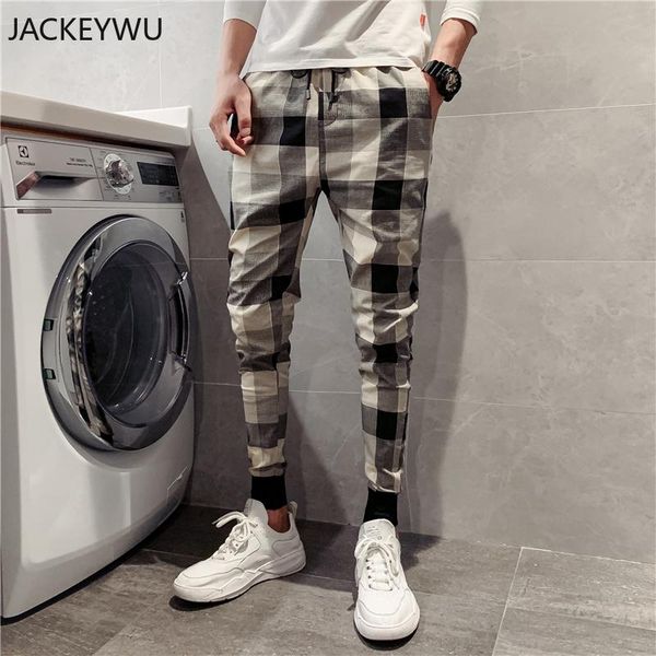men's pants england style plaid men elastic waist striped trousers vintage fashion joggers casual slim fit trendy streetwear, Black
men's pants england style plaid men elastic waist striped trousers vintage fashion joggers casual slim fit trendy streetwear, Black