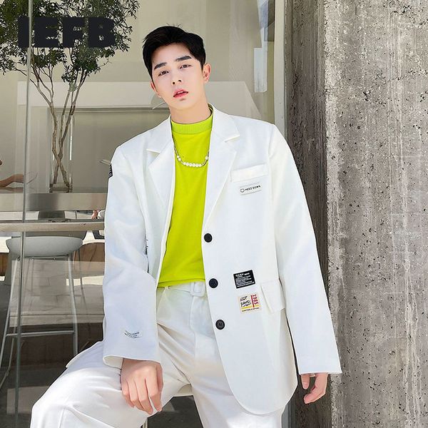 iefb casual clothing men's white suit coat korean streetwear handsome label design single breasted white blazer 9y6793 210524, White;black
iefb casual clothing men's white suit coat korean streetwear handsome label design single breasted white blazer 9y6793 210524, White;black