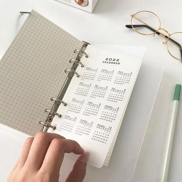craft tools 2022 year a5/a6 calendar for spiral notebook planner refill transparent pp home page index divider journals supplies
craft tools 2022 year a5/a6 calendar for spiral notebook planner refill transparent pp home page index divider journals supplies