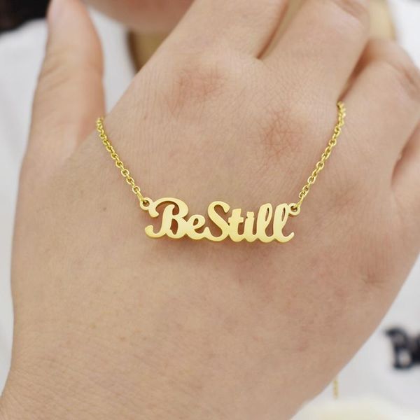 cursive be still necklace for women friend birthday gift gold statement stainless steel jewelry choker chain chains, Silver
cursive be still necklace for women friend birthday gift gold statement stainless steel jewelry choker chain chains, Silver
