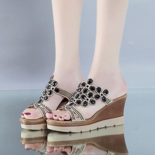 women sandals summer beach wedge peep toe breathable rhinestone casual slip-on platform wedges shoes outdoor #45, Black
women sandals summer beach wedge peep toe breathable rhinestone casual slip-on platform wedges shoes outdoor #45, Black