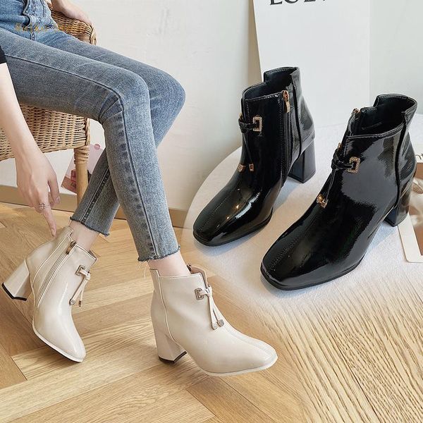 female boots korean style fashionable warm non-slip spring summer ankle high heel chunky, Black
female boots korean style fashionable warm non-slip spring summer ankle high heel chunky, Black