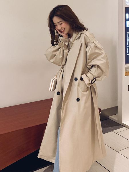 women's trench coats autumn over-the-knee loose student coat korean-style all match shallow khaki windbreakers with belt, Tan;black
women's trench coats autumn over-the-knee loose student coat korean-style all match shallow khaki windbreakers with belt, Tan;black