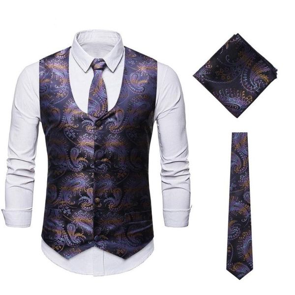 men's vests mens 3pc paisley vest necktie pocket square set wedding tuxedo suit men dj club party prom waistcoat for chaleco hombre, Black;white
men's vests mens 3pc paisley vest necktie pocket square set wedding tuxedo suit men dj club party prom waistcoat for chaleco hombre, Black;white