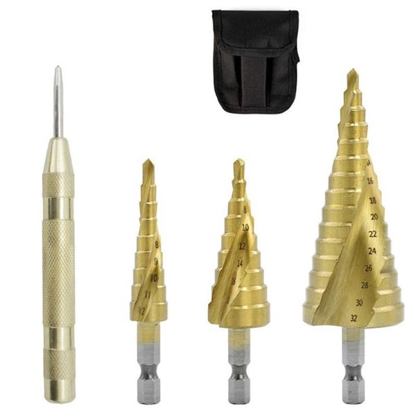 professional drill bits 4pcs titanium straight slot step with pagoda-shaped hole cutter in aluminum core
professional drill bits 4pcs titanium straight slot step with pagoda-shaped hole cutter in aluminum core