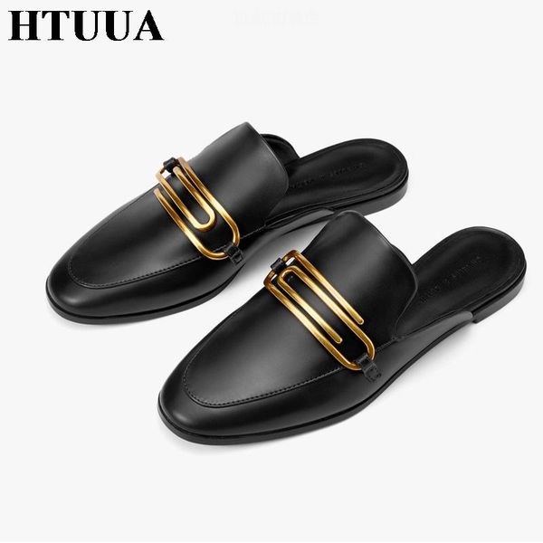 brand women slippers fashion metal decoration flat heel mules shoes woman outdoor slides casual british style loafers 4434, Black
brand women slippers fashion metal decoration flat heel mules shoes woman outdoor slides casual british style loafers 4434, Black