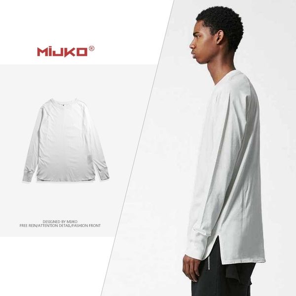 mijko men's high street medium arc hem split solid fog bottoming shirt loose long sleeve t-shirt autumn winter, Black
mijko men's high street medium arc hem split solid fog bottoming shirt loose long sleeve t-shirt autumn winter, Black