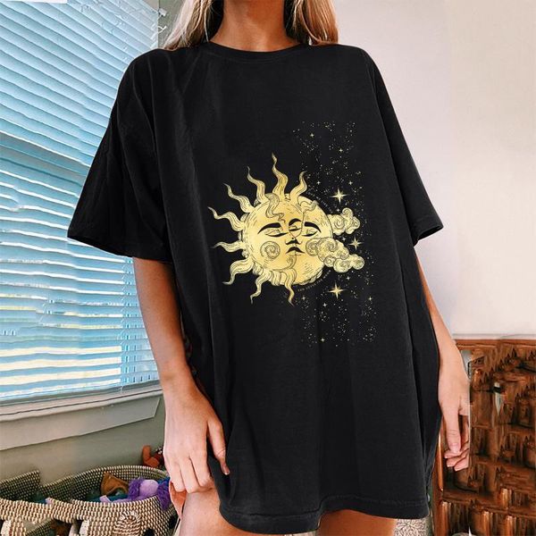 women's t-shirt women clothes casual pullovers clothing vintage print short sleeve t-shirts ladies fashion sun and moon #t2g, White
women's t-shirt women clothes casual pullovers clothing vintage print short sleeve t-shirts ladies fashion sun and moon #t2g, White
