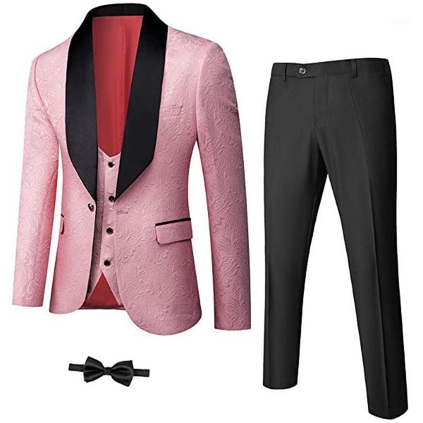 men's suits & blazers black lapel jacquard pink men groom wear blazer tailor-made 3 pieces set jacket+vest+pants+ties tuxedos ropa de h, White;black
men's suits & blazers black lapel jacquard pink men groom wear blazer tailor-made 3 pieces set jacket+vest+pants+ties tuxedos ropa de h, White;black