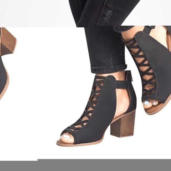 woman sandals shoes summer pumps high heels thick peep toe buckle strap fashion hollow solid gladiator plus size 35-43, Black
woman sandals shoes summer pumps high heels thick peep toe buckle strap fashion hollow solid gladiator plus size 35-43, Black