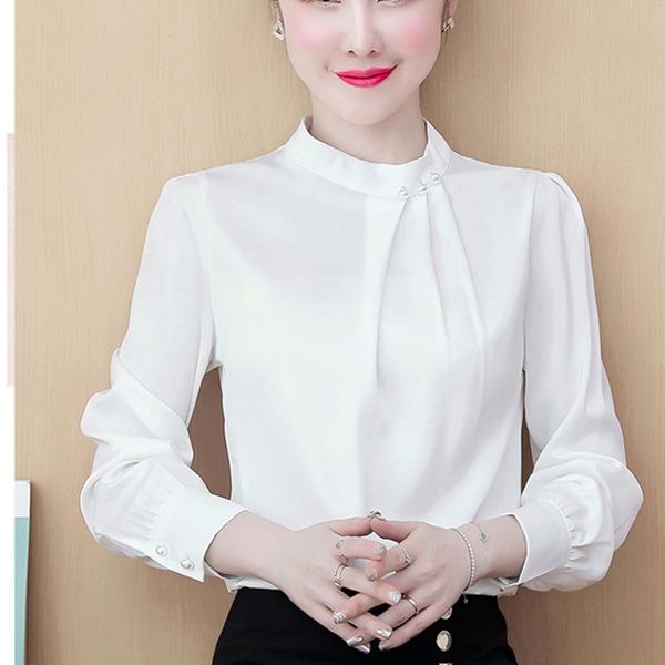 women's blouses & shirts womens and solid chiffon blouse office shirt blusas 2021 long sleeve women clothes, White
women's blouses & shirts womens and solid chiffon blouse office shirt blusas 2021 long sleeve women clothes, White