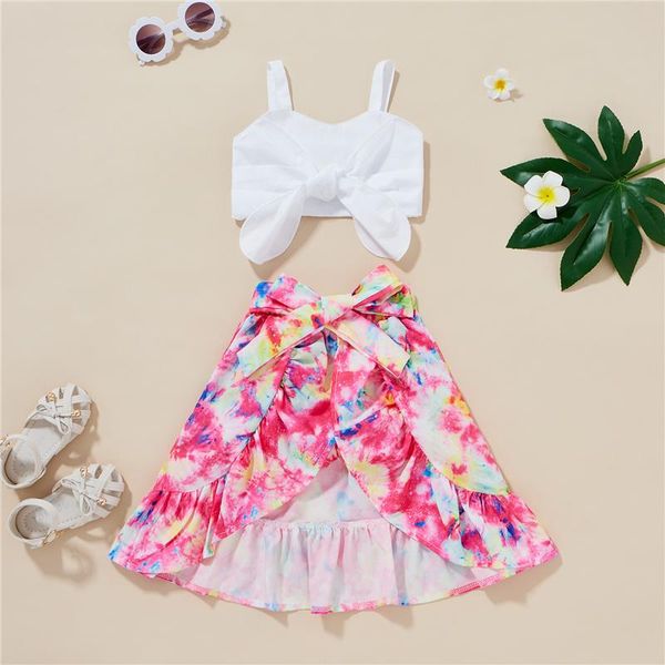 clothing sets girls casual two-piece clothes set, white v-neck sleeveless bow-knot and irregular hem printed long skirt, rosy/ green
clothing sets girls casual two-piece clothes set, white v-neck sleeveless bow-knot and irregular hem printed long skirt, rosy/ green