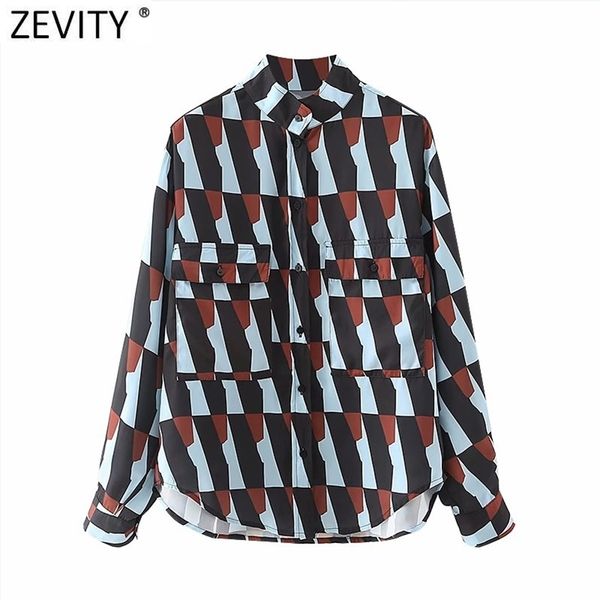women vintage color matching geometric print smock blouse office lady retro pockets patch shirts chic blusas ls7518 210416, White;black
women vintage color matching geometric print smock blouse office lady retro pockets patch shirts chic blusas ls7518 210416, White;black