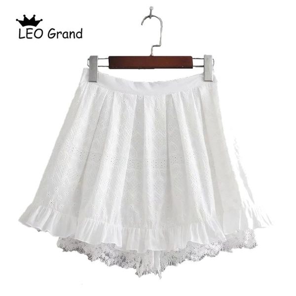 women's shorts leo grand women casual high waist back zipper design skirt summer ruffles pantalones cortos mujer 930001, White;black
women's shorts leo grand women casual high waist back zipper design skirt summer ruffles pantalones cortos mujer 930001, White;black