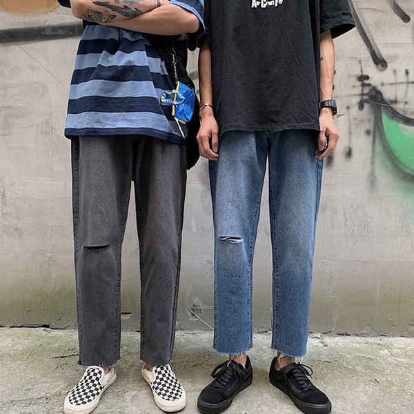 hole burr jeans men's loose fitting capris casual pants vibe straight tube trend student, Blue
hole burr jeans men's loose fitting capris casual pants vibe straight tube trend student, Blue