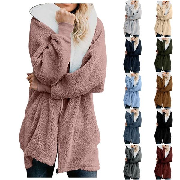 women's wool & blends fashion winter warm womens loose plush jacket long sleeve zipper fluffy hairy fake fur down hooded oversized over, Black
women's wool & blends fashion winter warm womens loose plush jacket long sleeve zipper fluffy hairy fake fur down hooded oversized over, Black