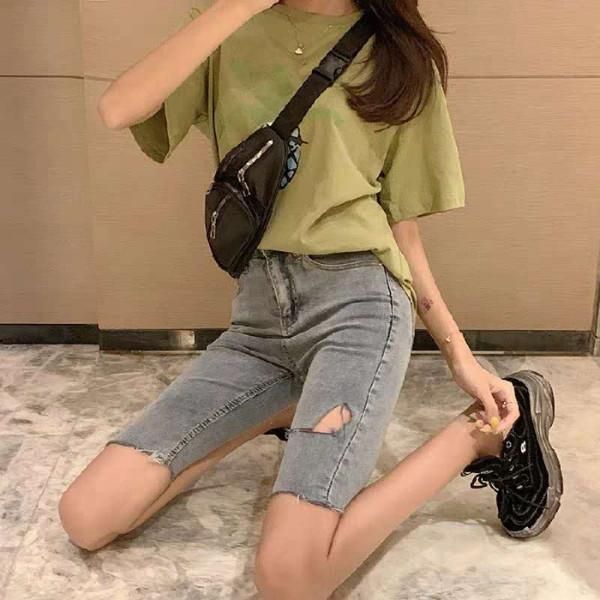 shorts female jeans 2021 summer straight tube hong kong flavor tide ins high waist slimming net red riding pants women's, Blue
shorts female jeans 2021 summer straight tube hong kong flavor tide ins high waist slimming net red riding pants women's, Blue
