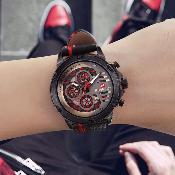 wristwatches naviforce army military watch sport quartz leather strap clock watches week display clalander relogio masculin, Slivery;brown
wristwatches naviforce army military watch sport quartz leather strap clock watches week display clalander relogio masculin, Slivery;brown