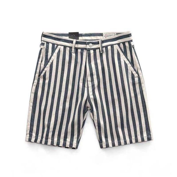men's shorts haleychan overalls american retro navy blue and white canvas striped men casual streetwear pants, White;black
men's shorts haleychan overalls american retro navy blue and white canvas striped men casual streetwear pants, White;black