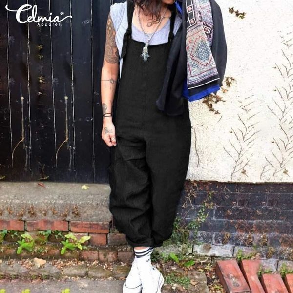 women's jumpsuits & rompers plus size overalls celmia women vintage linen bib dungaree loose jumpsuit 2021 fashion strappy sleeveless l, Black;white
women's jumpsuits & rompers plus size overalls celmia women vintage linen bib dungaree loose jumpsuit 2021 fashion strappy sleeveless l, Black;white