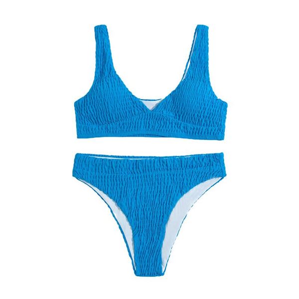 women's swimwear women 2pcs bathing suit deep v neck sleeveless solid color shirred bikini + shorts set female summer folds swimsuit, White;black
women's swimwear women 2pcs bathing suit deep v neck sleeveless solid color shirred bikini + shorts set female summer folds swimsuit, White;black